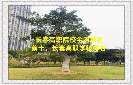 长春高职院校全国排名前十，长春高职学校排名