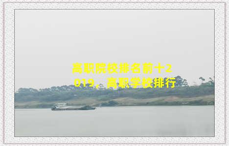 高职院校排名前十2019，高职学校排行